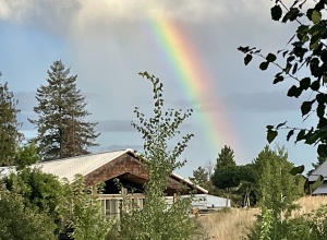 Rainbow over hotel